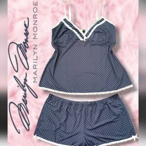 Marilyn Monroe Dark Grey Polka Dot Sleepwear Set Size Large